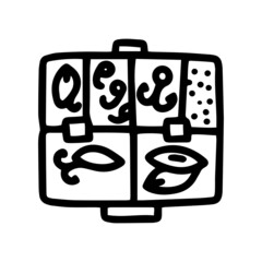 fishing tackle case line vector doodle simple icon