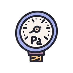 pressure gauge color vector doodle simple icon