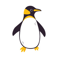 Funny Emperor Penguin as Aquatic Flightless Bird with Flippers Standing Vector Illustration