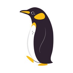 Obraz premium Funny Emperor Penguin as Aquatic Flightless Bird with Flippers Waddling Vector Illustration