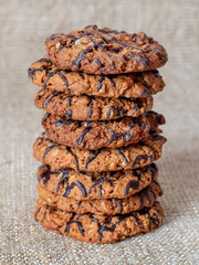 Delicious healthy cookies with chocolate and plant seeds