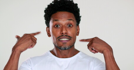 African american expressive crazy emotion, are you crazy gesture with hand