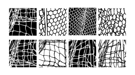 Rope pattern separately on a white background. Square grid pattern, soccer net. Vector illustration, for tennis and volleyball design.