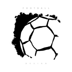 Soccer ball print. Football design isolated on a transparent background, brush style.