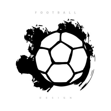 Soccer ball illustration. Football isolated on a transparent background, brush style.