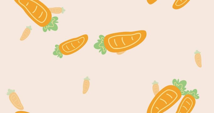 cute pattern animation with carrot theme flying non-stop