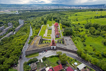 Kuznetsk fortress on a bright summer day surrounded by greenery