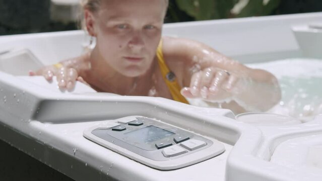 A young woman in jacuzzi