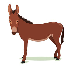vector illustration of a brown donkey isolated on a white background