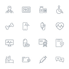 Medical icons set . Medical pack symbol vector elements for infographic web