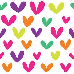 Simple seamless pattern with colorful hearts.