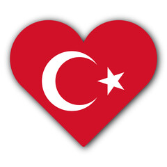 Obraz premium I Love Turkey Concept - Heart Flag - White Background - 3D Illustration