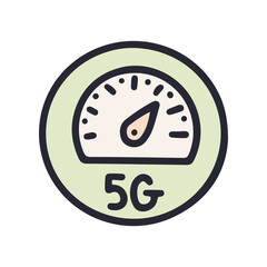5g speed meter color vector doodle simple icon