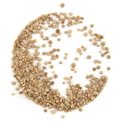 Seeds of spinach  isolated on white background. Circle of seeds Spinacia oleracea.