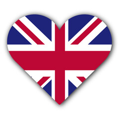 I Love United Kingdom Concept - Heart Flag - White Background - 3D Illustration