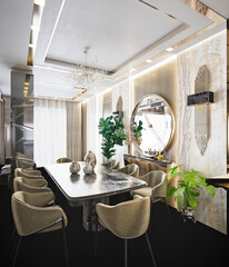 3d render of dining room