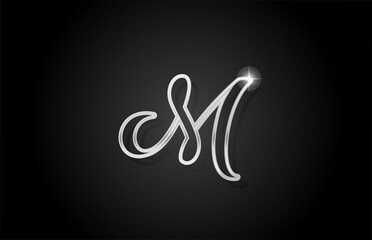 grey line M alphabet letter logo icon. Creative design for business and company