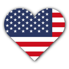 I Love Usa Concept - Heart Flag - White Background - 3D Illustration