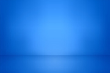 Blue studio background. Abstract empty room with soft light for product. Simple light blue color backdrop. Line horizon. Cyan gradient background. Texture blank wall and floor. Vector illustration