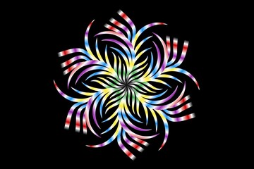 Fototapeta na wymiar colourful caleidoscope classic gradient flower art pattern of traditional tenun batik ethnic dayak ornament for wallpaper ads background sticker or clothing