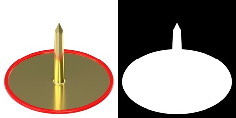 3D rendering illustration of a round push pin

