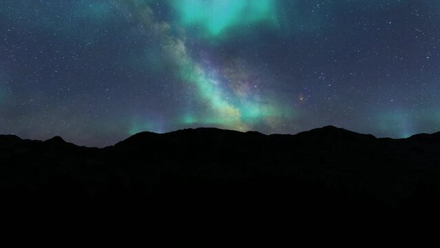 Fantastic aurora mountain Starry night northern