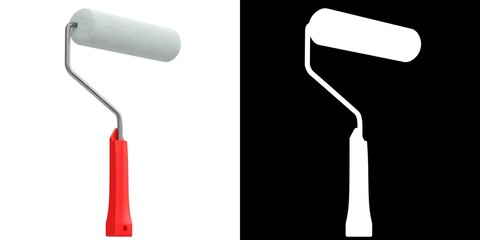3D rendering illustration of a round roller paint brush