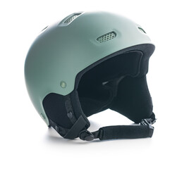 Colorful ski helmet isolated on white background.