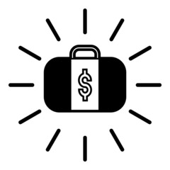 Money Suitcase Flat Icon Isolated On White Background