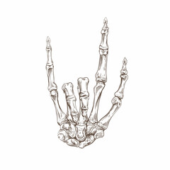 Skeleton hand heavy metal, vector illustration