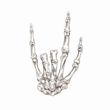 Skeleton hand heavy metal, vector illustration