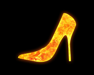 Lady women high heel shoe fires Flames Icon Logo Symbol illustration