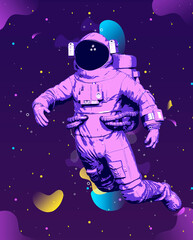 astronaut is drifting in white background