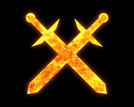 Crossed Swords fires Flames Icon Logo Symbol illustration