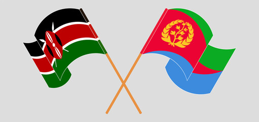 Crossed and waving flags of Kenya and Eritrea