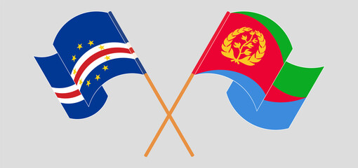 Crossed and waving flags of Cape Verde and Eritrea