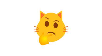 thinking face cat vector emoji