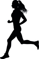 Young athletic woman training sport run, girl doing jogging fitness. Detailed realistic silhouette