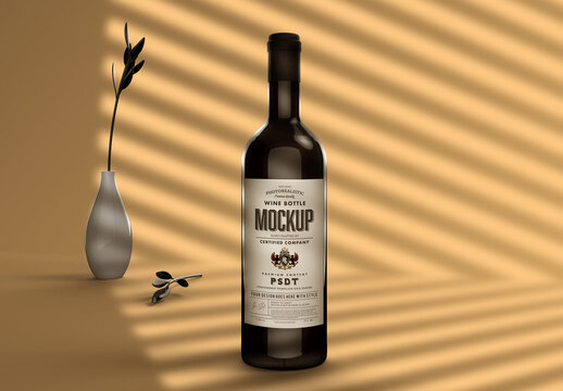 Bottle Mockup in a Golden Sunset Background