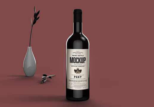 Bottle Mockup on an Old Rose Background and Floor