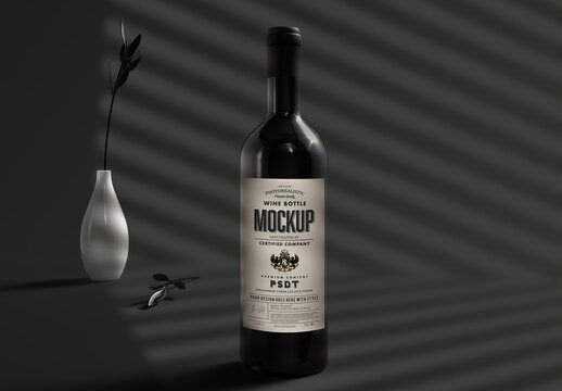 Grey Light Bottle Mockup with Dark Grey Background with Window Blinds
