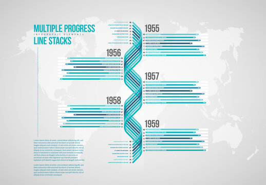 Multiple Progress Line Stacks Infographic