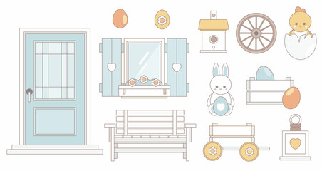 Yard Outdoor Easter Decorations. Spring Frony Porch Decor