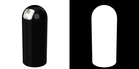 3D rendering illustration of a round top trash bin