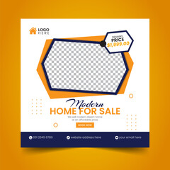 Real Estate House property Social Media Post Squire Banner Flyer Vector Template Design