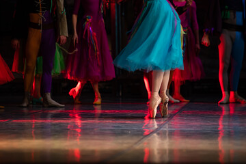 La Esmeralda ballet. Closeup of dancing legs.