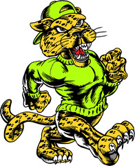 Leopard Mascot Strut Vector Illustration