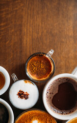 cup of coffee. Coffee background. Cafe. Photo. Wooden table. Aroma