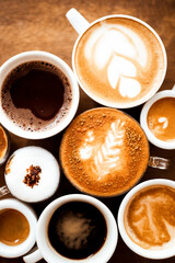 cup of coffee. Coffee background. Cafe. Photo. Wooden table. Aroma