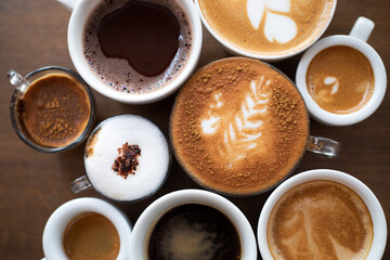 Coffee cups. Coffee. Cafe. Background. Drink
